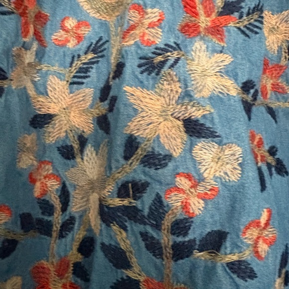 Embroidered Blue Denim Blouse - Picture 2 of 7